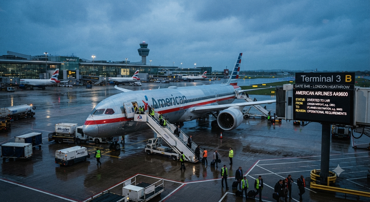 Aa9600 flight diversion london